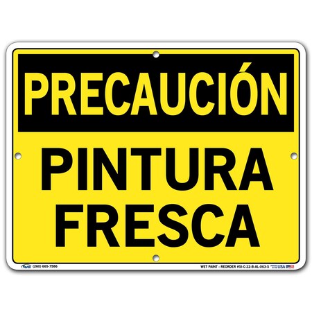 Vestil Aluminum Sign, 9-1/2" Height, 12-1/2" Width, Aluminum, Rectangle, Spanish SI-C-22-B-AL-063-S